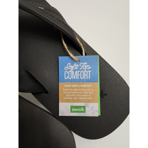 Sanuk Ziggy Flip Flops Sandals Mens 8 Black Soft Top NEW main image 4